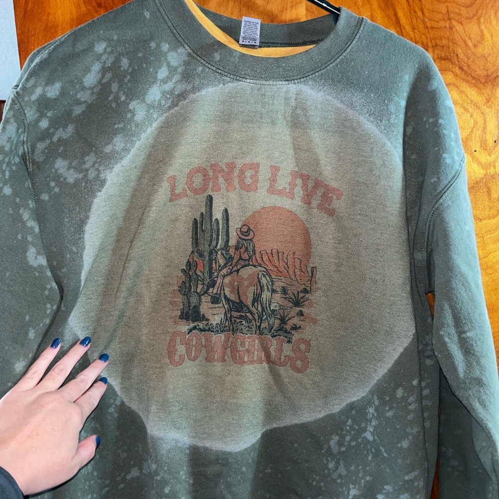 Gildan Green Long Live Cowgirls Sweater